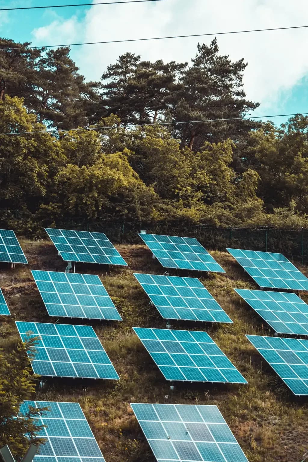 Ground-mounted solar panel array supported by steel footing system