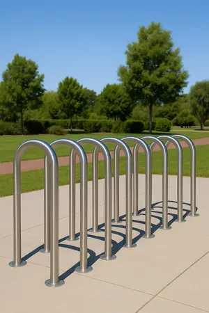 Steel footings used to anchor a public bicycle rack