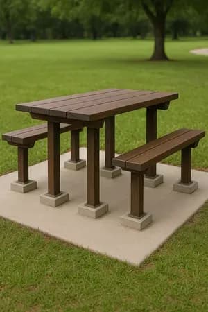 Park bench installed using galvanised steel footings