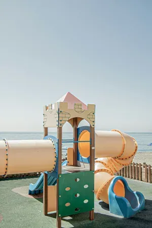 Steel footings used to support playground equipment