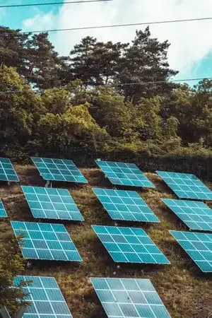 Ground-mounted solar panel array supported by steel footing system