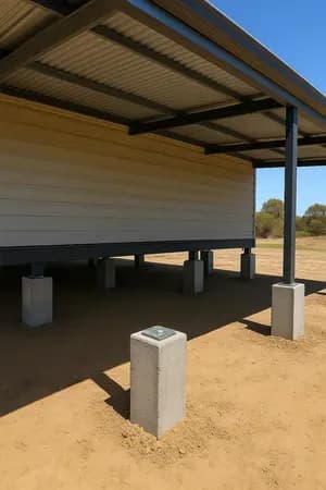 Galvanised steel stump supports installed under elevated home